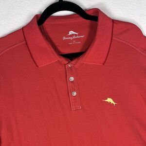 Tommy Bahama Polo Shirt Mens XL Red Short Sleeve Textured Cotton Blend Golf